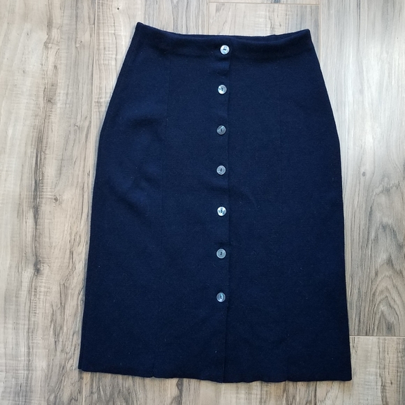 Brooks Brothers Italian Merino Navy Sweater Skirt - Picture 1 of 9
